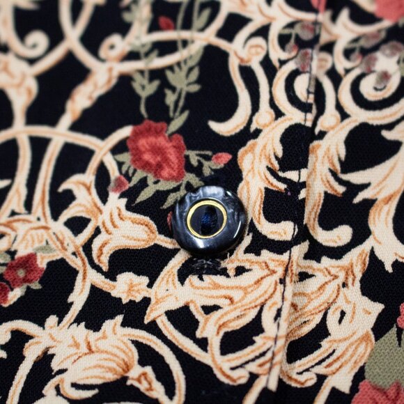 Vintage 70s TT Gun Gai Traditioncal Chinese Pattern Button Up Blouse Shirt Large - Picture 7 of 9